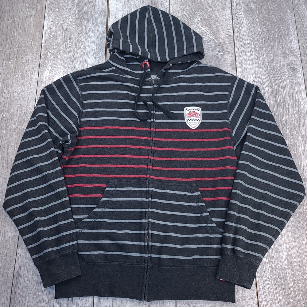 Troy Lee Designs Hoodie Mens Medium Black Striped Full Zip Racing Motocross